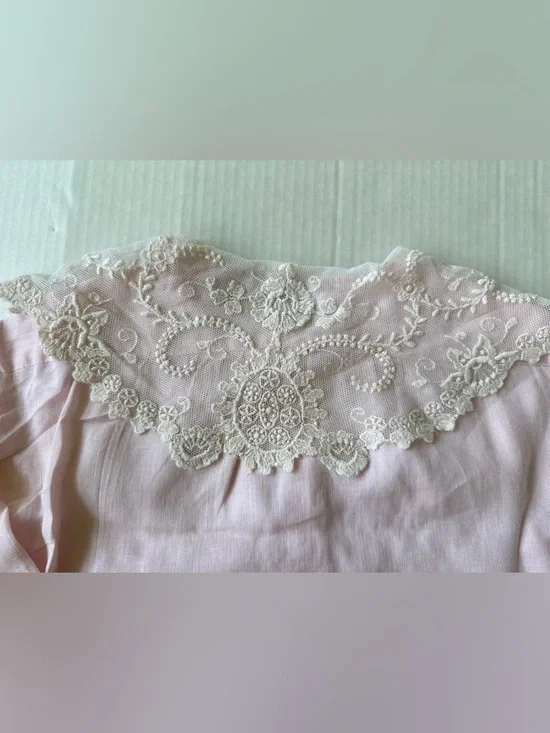 Vintage 1980s Linen Alcott & Andrews Button-Up Shirt Sz 10 Light Pink - Picture 5 of 9